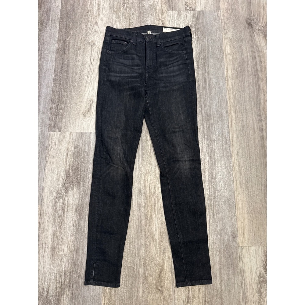 Rag‎ & Bone High Rise Ankle Skinny Jeans Black Lock Size 25